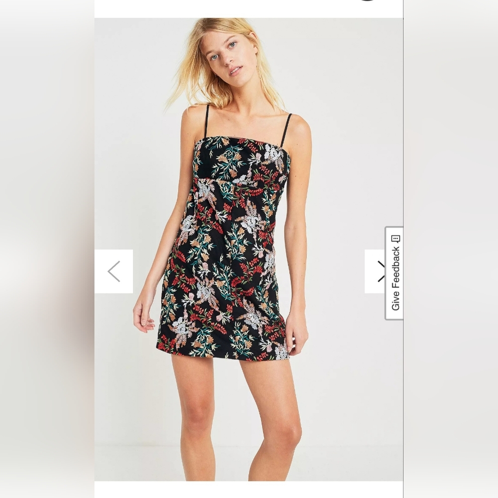 LIKE NEW Urban Outfitters Audrey Floral Embroidery Slip Mini Dress